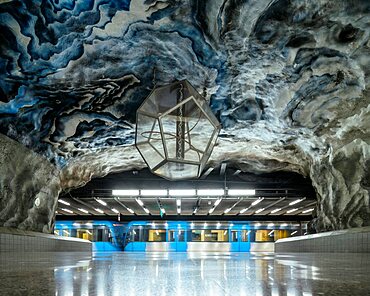 Interior of Tekniska Hv?gskolan Metro Station, Stockholm, Sv?dermanland and ???Uppland, Sweden