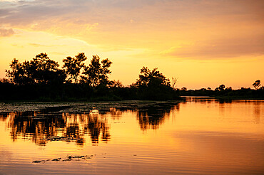 Sunset over Motlhabatsi River, Marataba, Marakele National Park, South Africa, Africa