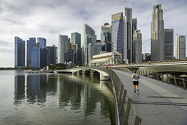 Jubilee Bridge and City Skyline at dawn, Singapore, Southeast Asia, Asia