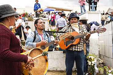 Dia de los Muertos (Day of the Dead) celebrations at Otavalo Cemetery, Imbabura, Ecuador, South America