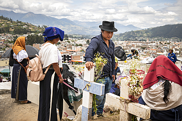 Dia de los Muertos (Day of the Dead) celebrations at Otavalo Cemetery, Imbabura, Ecuador, South America