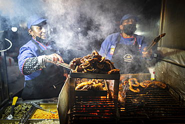 Night Food Stalls, Floresta, Quito, Pichincha, Ecuador, South America