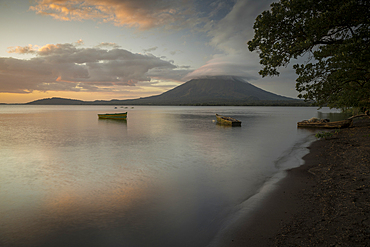 View of Concepcion Volcano at sunset, Ometepe Island, Rivas State, Nicaragua, Central America