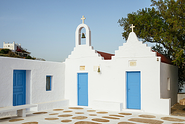 Exterior of Greek Orthodox Church, Mykonos, Cyclades, Greek Islands, Greece, Europe