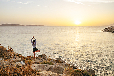 Yoga, Kapari Beach, Mykonos, Cyclades, Greek Islands, Greece, Europe