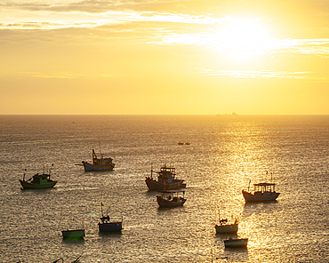 Fishing boats in bay, Mũi Né, Bình Thuận Province, Vietnam