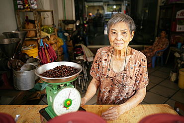 Portrait of Ngoc at her coffee shop, Saigon, Ho Chi Minh City, Vietnam