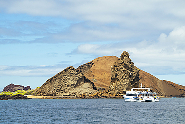 Boat approaching Isla Bartholomé, Galapagos Islands, Ecuador
