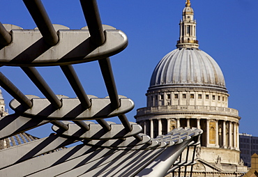 St. Pauls Cathedral and the Millennium Bridge, London, England, United Kingdom, Europe 