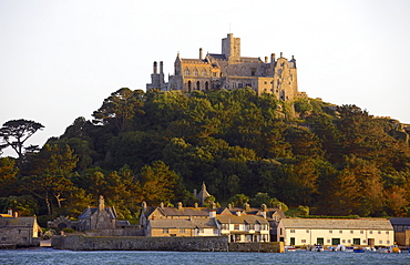 St. Michaels Mount, cut off from Marazion at high tide, Cornwall, England, United Kingdom, Europe