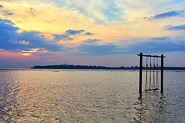 Swing in the sea on Gili Air, Lombok, Indonesia, Southeast Asia, Asia