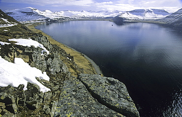 View from Hornbjarg towards Hornvik Bay. Northern Iceland.