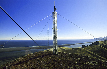 Infrastructur on top of Danielssenkrateret. Jan Mayen, North Atlantic Island