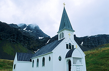 The church situated at the former whaling station of Grytviken. Grytviken, South Georgia, Subantarctic