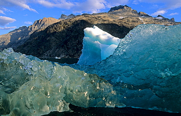 Different colours of ice. Prins Christian Sund, S-Greenland.