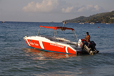 Glass bottom boat, Beau Vallon BayMahe, Seychelles, Indian Ocean