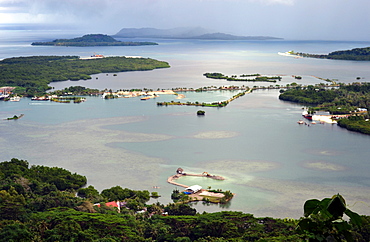 Aerial view of Kolonia and lagoon, Pohnpei, Federated States of Micronesia, Caroline Islands, Micronesia, Pacific Ocean, Pacific