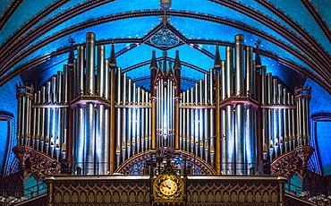 The Organ in Notre-Dame Basilica, Montreal, Quebec, Canada, North America