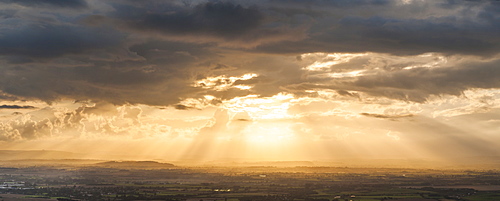 Sunset over the Severn Vale taken from Cleve Hill in Cheltenham, The Cotswolds, Gloucestershire, England, United Kingdom, Europe 