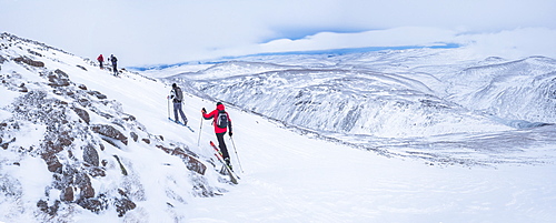 Ski touring at CairnGorm Mountain Ski Resort, Aviemore, Cairngorms National Park, Scotland, United Kingdom, Europe