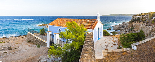 Church on Spetses, Saronic Islands, Attica Region, Aegean Coast, Greek Islands, Greece, Europe