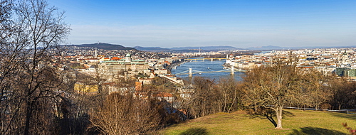 View of River Danube from Gellert Hill, Budapest, Hungary, Europe