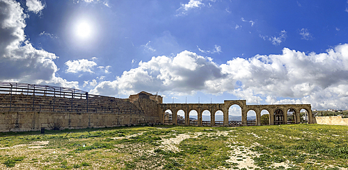 Entrance to the Hippodrome in Jerash, believed to have been founded in 331 BC by Alexander the Great, Jerash, Jordan, Middle East