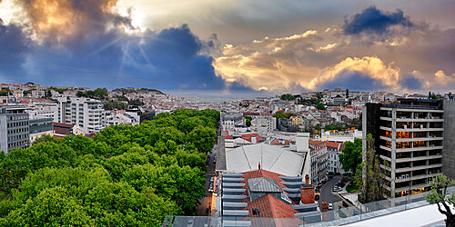 Aerial view of the Liberdade Avenue, Lisbon, Portugal, Europe