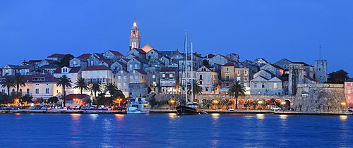 Harbour and Old Town of Korcula, Island of Korcula, Dalmatia, Croatia, Europe