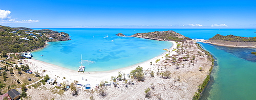 Panoramic elevated view of Deep Bay, Antigua, Antigua and Barbuda, Leeward Islands, West Indies, Caribbean, Central America