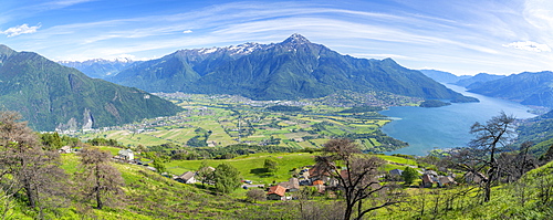 Panoramic of Lake Como and Alto Lario from the rural village of Bugiallo, Como province, Lombardy, Italian Lakes, Italy, Europe