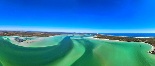 Panorama of the Langebaan Lagoon Marine Protected Area, West Coast National Park, Western Cape Province, South Africa, Africa