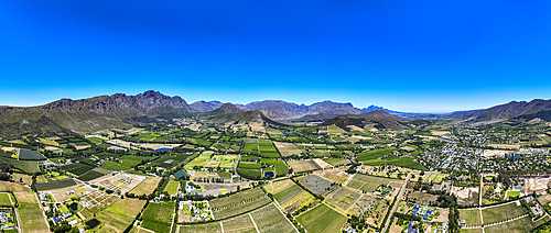 Panorama of Franschhoek, wine area, Western Cape Province, South Africa, Africa