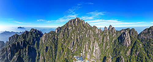 Aerial of the Taoist Sanqing Mountain, UNESCO World Heritage Site, Jiangxi, China, Asia