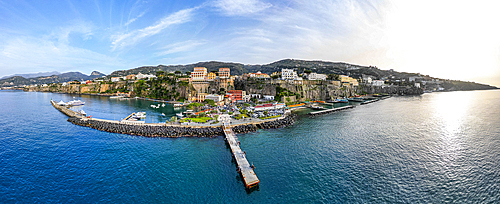 Aerial of Sorrento, Bay of Naples, Campania, Italy, Europe