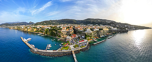 Aerial of Sorrento, Bay of Naples, Campania, Italy, Europe