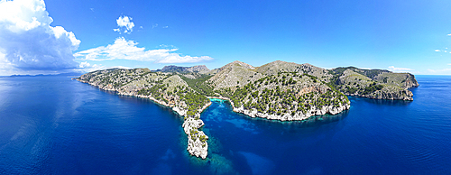 Aerial of the Formentor Peninsula, Mallorca, Balearic islands, Spain, Mediterranean, Europe