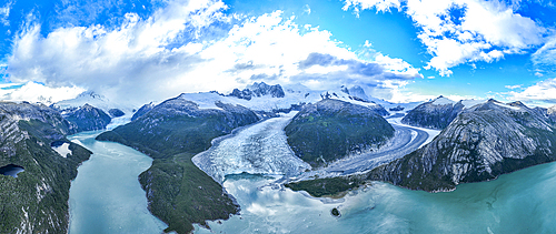 Aerial of Pia glacier, Tierra del Fuego, Chile, South America