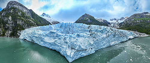 Aerial of Potter glacier, Tierra del Fuego, Chile, South America