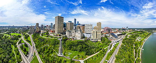 Aerial of the skyline of Edmonton, Alberta, Canada, North America