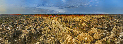 Aerial of the sandstone erosion landscape of Miradouro da Lua (Viewpoint of the Moon), south of Luanda, Angola, Africa