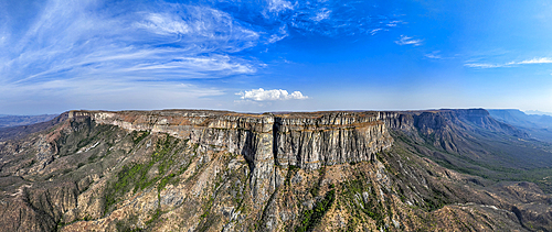 Aerial of the Tundavala Gap, great escarpment Serra da Leba, Lubango, Angola, Africa