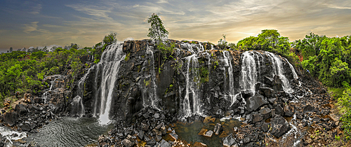 Aerial of Chiumbe waterfalls, Lunda Sul, Angola, Africa