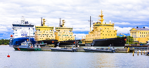 Moored ice breakers in Helsinki, Finland, Europe