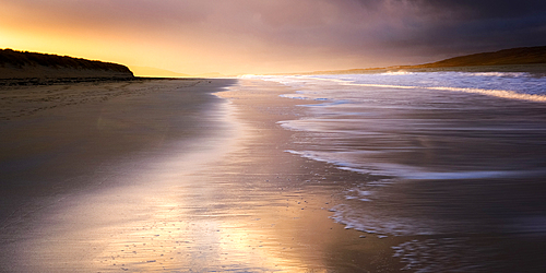 Luskentyre beach at sunset, Isle of Harris, Outer Hebrides, Scotland, United Kingdom, Europe