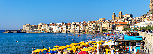 Panoramic view of Cefalu, Province of Palermo, Sicily, Italy, Mediterranean, Europe