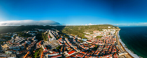 Aerial panorama of Sesimbra, Portugal, Europe