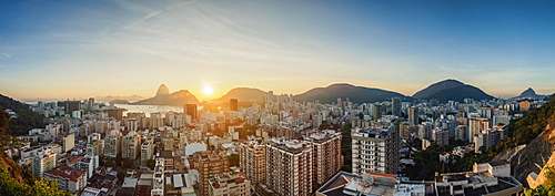 View over Botafogo towards the Sugarloaf Mountain at sunrise, Rio de Janeiro, Brazil, South America