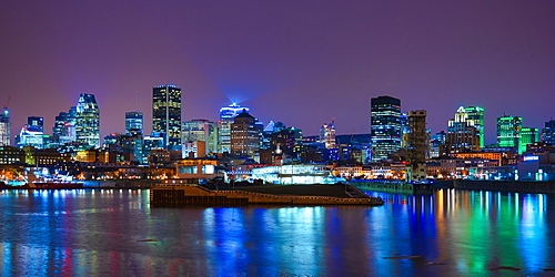 Skyline by night, Montreal, Quebec, Canada, North America