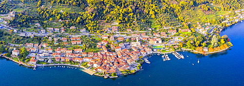 Aerial view of Sala Comacina, Lake Como, Lombardy, Italian Lakes, Italy, Europe